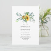 Boho Sunflower Eucalyptus Celebration of Life Invi Kaart (Staand voorkant)