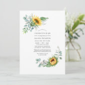 Boho Sunflower Eucalyptus Celebration of Life Invi Kaart (Staand voorkant)