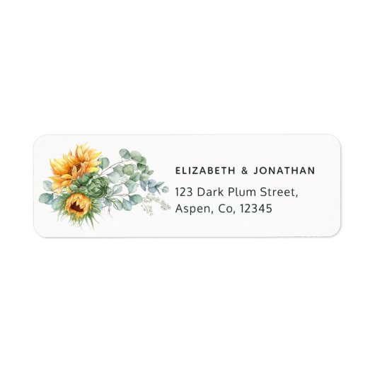 Boho Sunflower Eucalyptus Etiket (Voorkant)