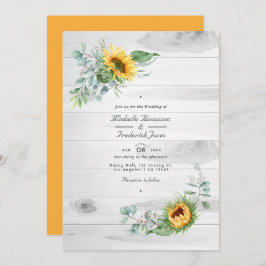 Boho Sunflower Eucalyptus QR Code RSVP Weddenschap Kaart