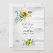Boho Sunflower Eucalyptus QR Code RSVP Weddenschap Kaart (Voorkant)