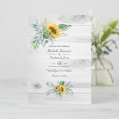 Boho Sunflower Eucalyptus QR Code RSVP Weddenschap Kaart (Staand voorkant)