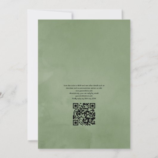 Boho Sunflower Eucalyptus QR Code RSVP Weddenschap Kaart (Achterkant)