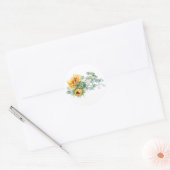 Boho Sunflower Eucalyptus Ronde Sticker (Envelop)