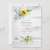 Boho Sunflower Eucalyptus Rustic Country Weddensch Kaart (Voorkant)