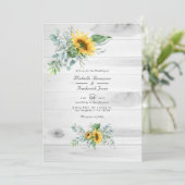 Boho Sunflower Eucalyptus Rustic Country Weddensch Kaart (Staand voorkant)