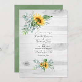 Boho Sunflower Eucalyptus Rustic Country Weddensch Kaart