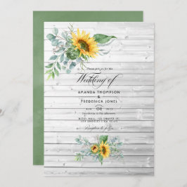 Boho Sunflower Eucalyptus Rustic Country Weddensch Kaart