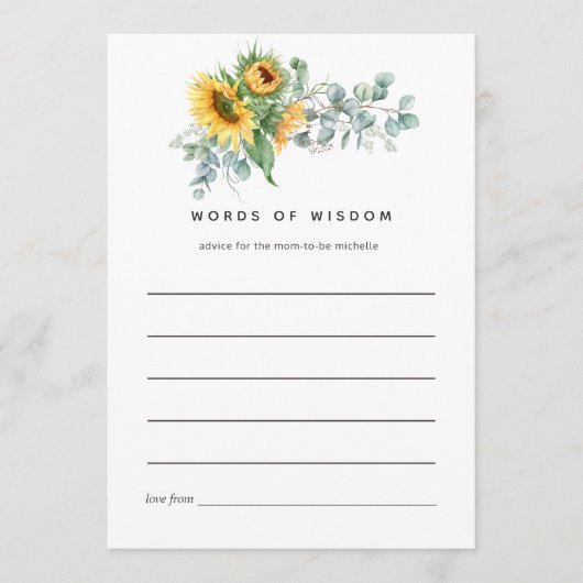 Boho Sunflower Eucalyptus Vrijgezellenfeest Advieskaart (Voorkant)