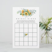 Boho Sunflower Eucalyptus Vrijgezellenfeest Bingo (Staand voorkant)