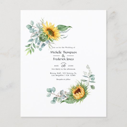 Boho Sunflower Eucalyptus Weddenschap Flyer (Voorkant)