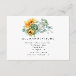 Boho Sunflower Eucalyptus Wedding Accommodations Informatiekaartje