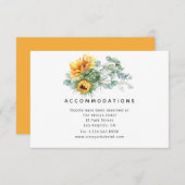 Boho Sunflower Eucalyptus Wedding Accommodations Informatiekaartje (Voorkant / Achterkant)