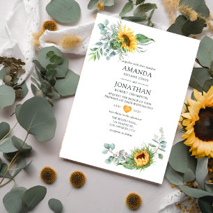 Boho Sunflower Eucalyptus Wedding Kaart