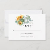 Boho Sunflower Eucalyptus Wedding RSVP Kaartje (Voorkant)