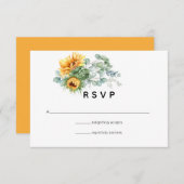 Boho Sunflower Eucalyptus Wedding RSVP Kaartje (Voorkant / Achterkant)