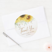 Boho Sunflower Floral Baby shower Hartelijk dank Ronde Sticker (Envelop)