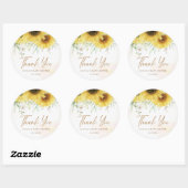 Boho Sunflower Floral Baby shower Hartelijk dank Ronde Sticker (Vel)