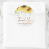 Boho Sunflower Floral Baby shower Hartelijk dank Ronde Sticker (Tas)