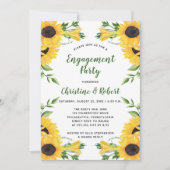 Boho Sunflower Floral | Green Engagement Party Kaart (Voorkant)