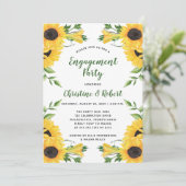 Boho Sunflower Floral | Green Engagement Party Kaart (Staand voorkant)