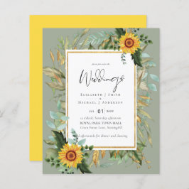 Boho Sunflower Greenery Waterverf Wedding BUDGET
