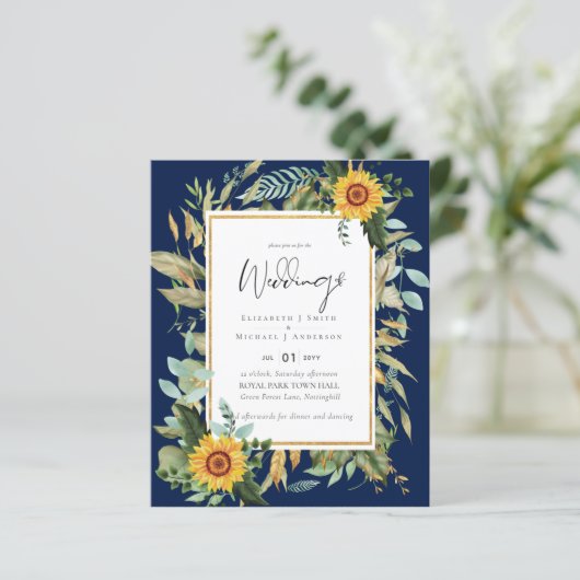 Boho Sunflower Greenery Waterverf Wedding BUDGET (Staand voorkant)