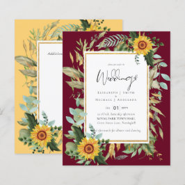 Boho Sunflower Greenery Waterverf Wedding BUDGET