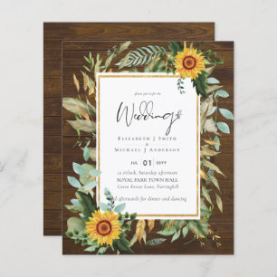 Boho Sunflower Greenery Waterverf Wedding BUDGET
