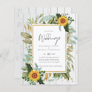 Boho Sunflower Greenery Waterverf Wedding BUDGET