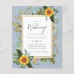Boho Sunflower Greenery Waterverf Wedding BUDGET Flyer