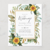 Boho Sunflower Greenery Waterverf Wedding BUDGET Flyer (Voorkant)