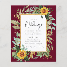 Boho Sunflower Greenery Waterverf Wedding BUDGET Flyer