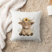 Boho Sunflower Highland Cow Kussen (Deken)