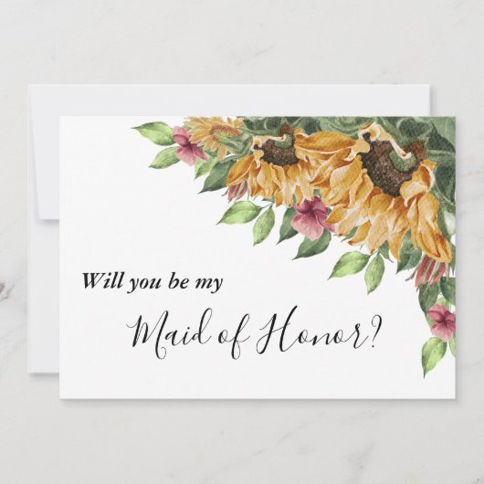 Boho Sunflower Maid of Honor proposal Kaart (Voorkant)