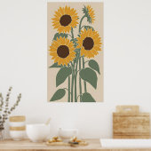 Boho Sunflower - Modern Desaturated Floral Poster (Keuken)
