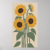 Boho Sunflower - Modern Desaturated Floral Poster (Voorkant)