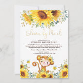Boho Sunflower Monkey Baby shower per post Kaart (Voorkant)