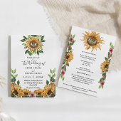 Boho Sunflower Monogram Weddenschap - alles in één Kaart