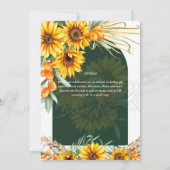 BOHO Sunflower Pampas Grass Emerald Green Wedding Kaart (Achterkant)