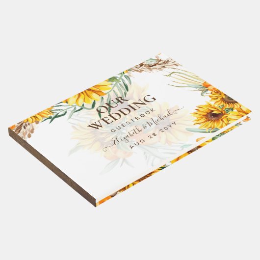 BOHO Sunflower Pampas Grass Wedding Guest Book Gastenboek (Hoek)