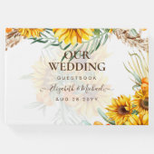 BOHO Sunflower Pampas Grass Wedding Guest Book Gastenboek (Voorkant)