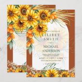 BOHO Sunflower Pampas Grass Wedding Terracotta (Voorkant / Achterkant)
