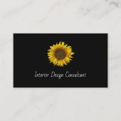 Boho Sunflower QR code Interior Designer Black  Visitekaartje (Voorkant)