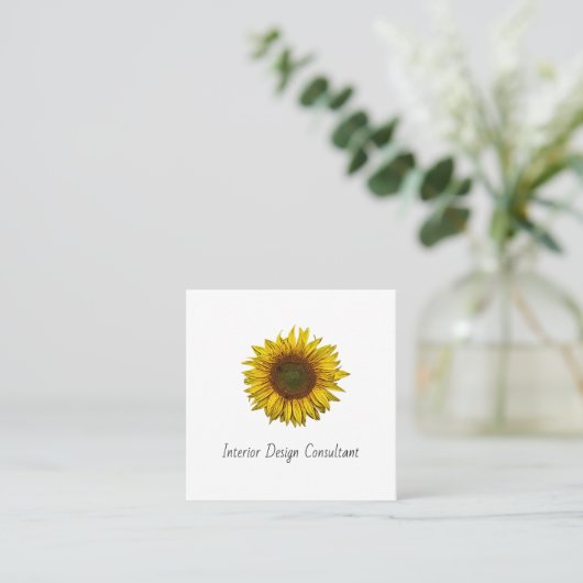 Boho Sunflower QR code Interior Designer Vierkante Visitekaartje (Staand voorkant)