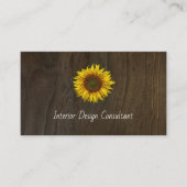 Boho Sunflower QR code Rustic Barn Wood Visitekaartje (Voorkant)