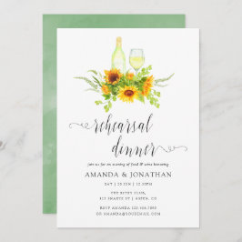 Boho Sunflower Rehearings Dinner Wine Tasting Kaart