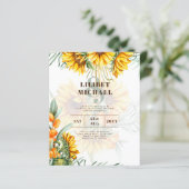 Boho Sunflower Rustic Wedding Invite Double Sided (Staand voorkant)