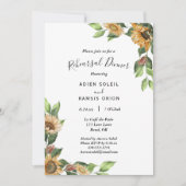 Boho Sunflower Rustic Wedding Rehearsal Dinner Kaart (Voorkant)