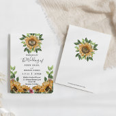 Boho Sunflower Rustic Wildflower Monogram Weddensc Kaart